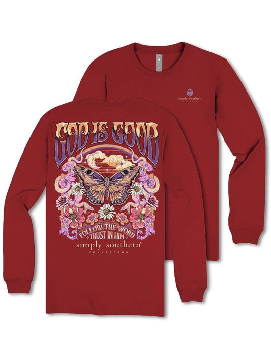 Simply Southern “Trust in Him” Carmine Red Long Sleeve Tee