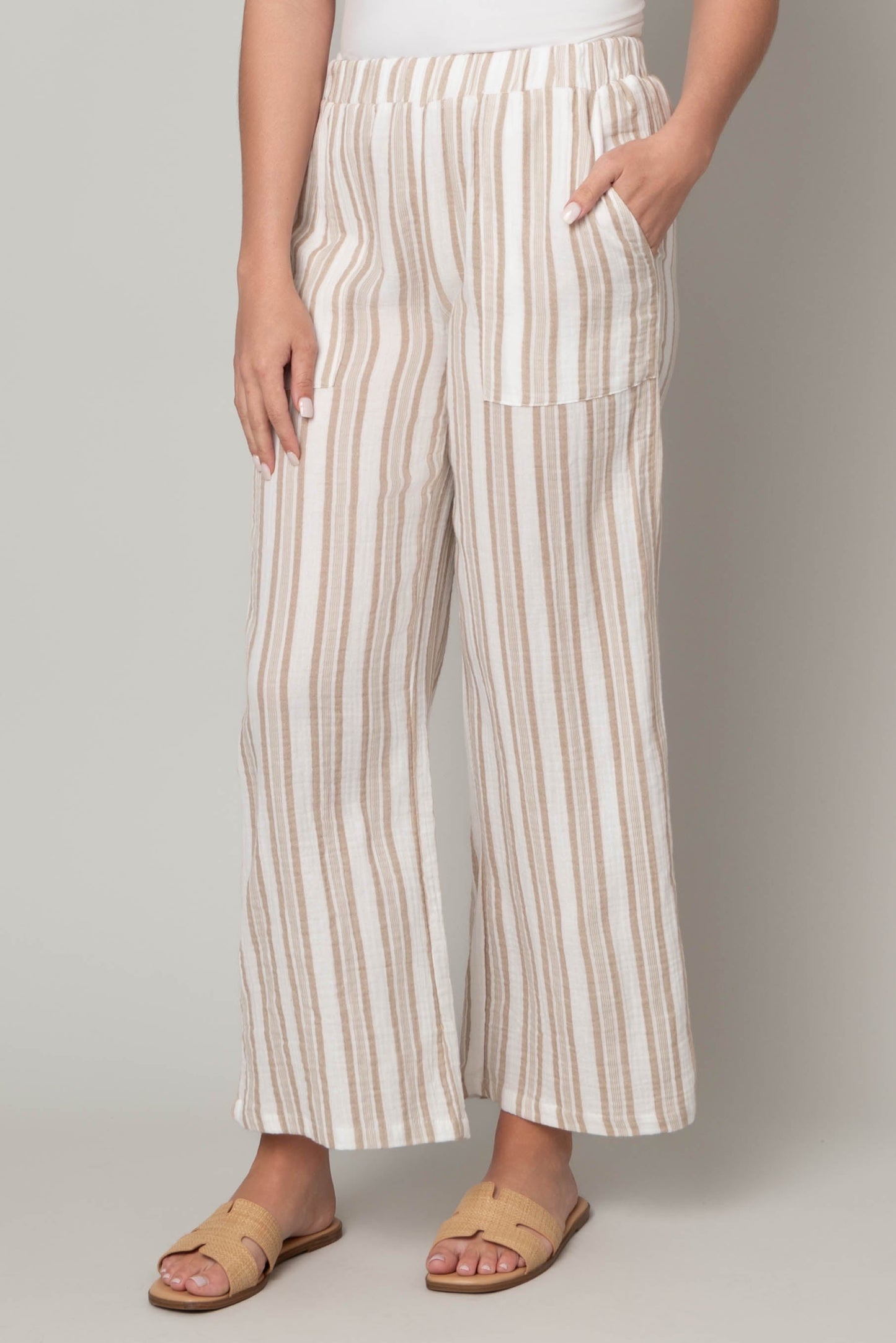 Cotton Gauze Pull On Wide Leg Pant Pine Apparel