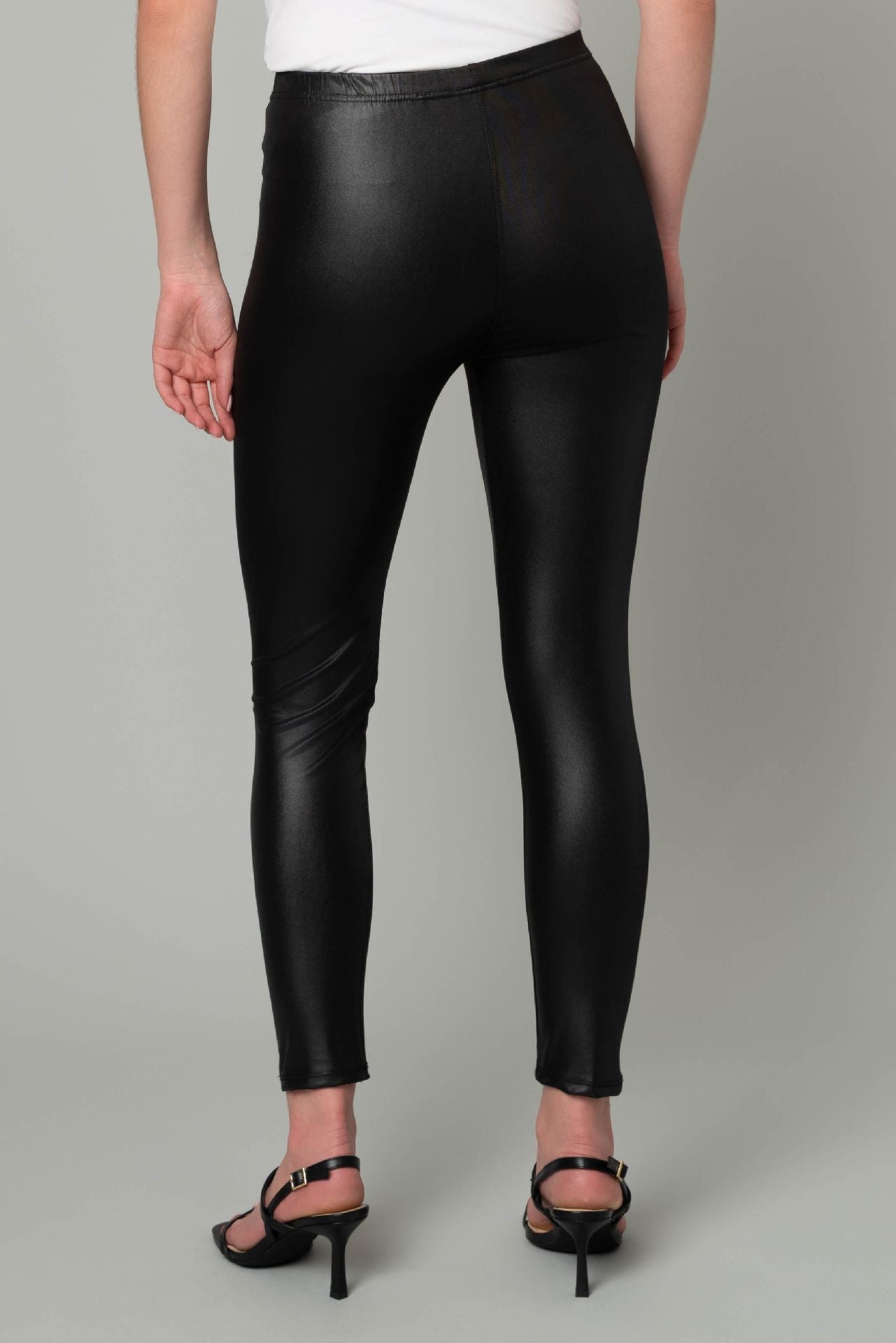 High-Rise Vegan Leather Leggings – Black