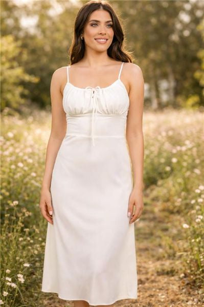 White Keyhole Midi Dress