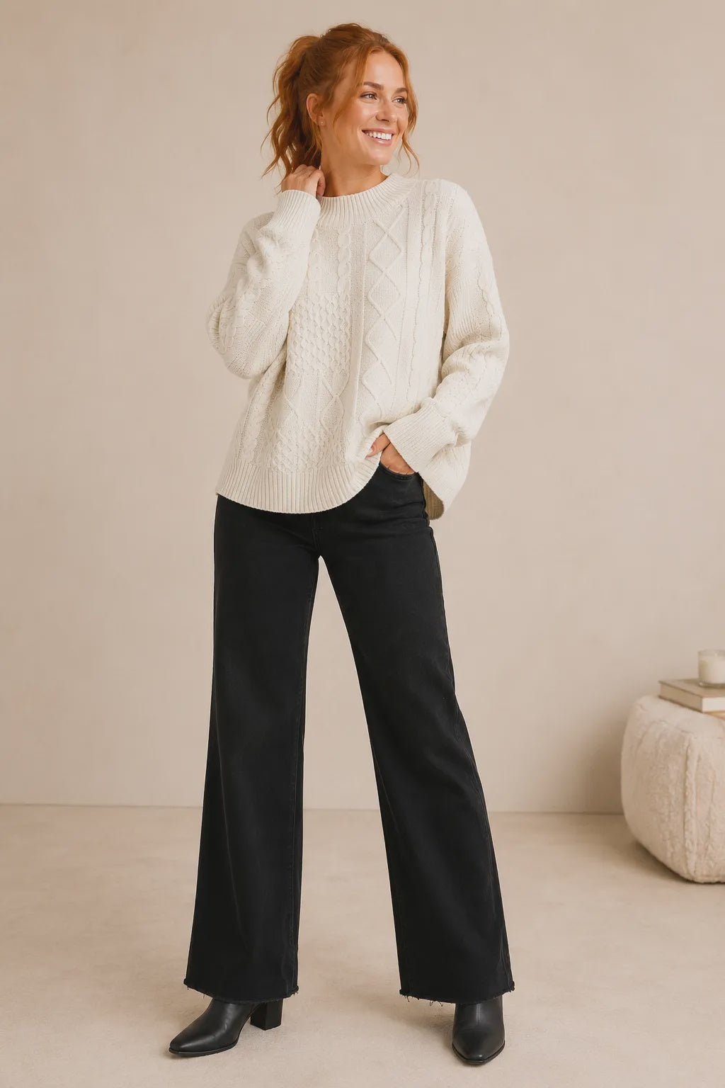 Mineral Black 31" Inseam Wide Leg Fray Hem Jean