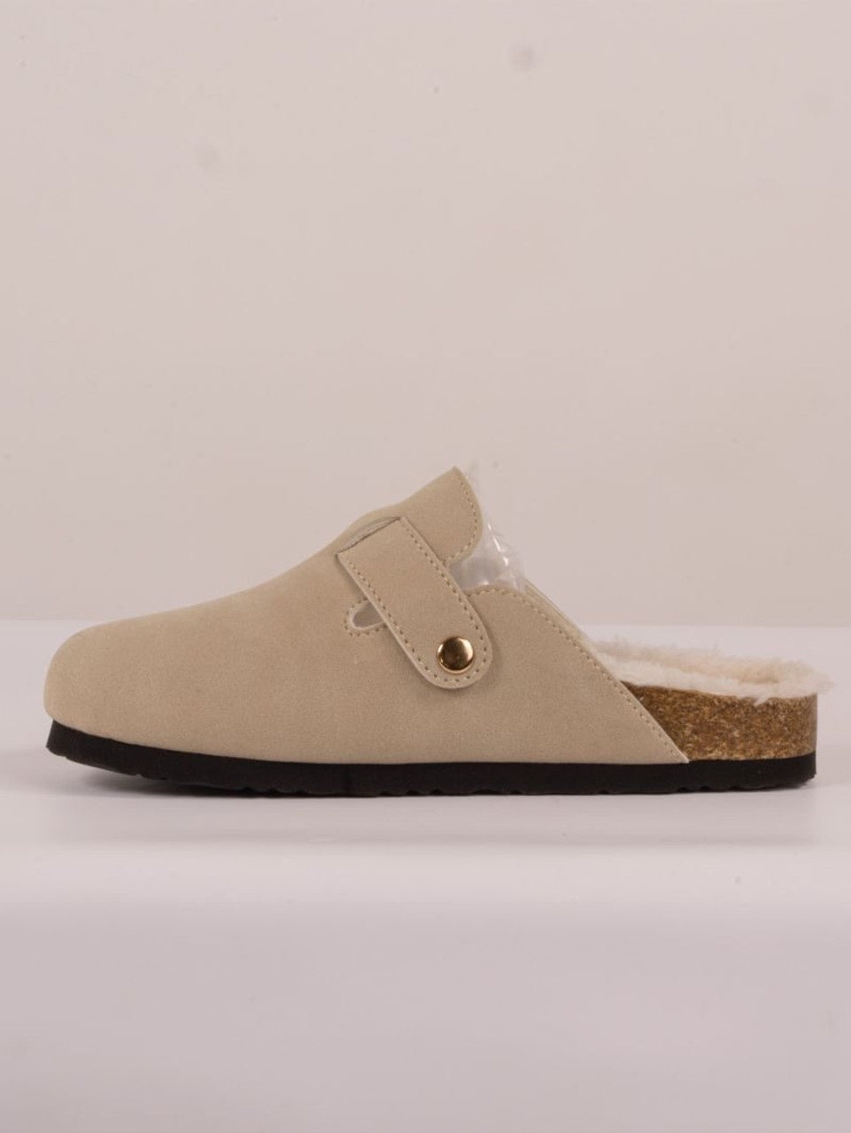 Cozy Chic Fur-Lined Buckle Slippers - Grey