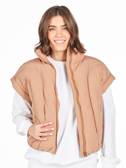 Simply Southern “Lottie” Quilted Puffer Vest – Umber Brown