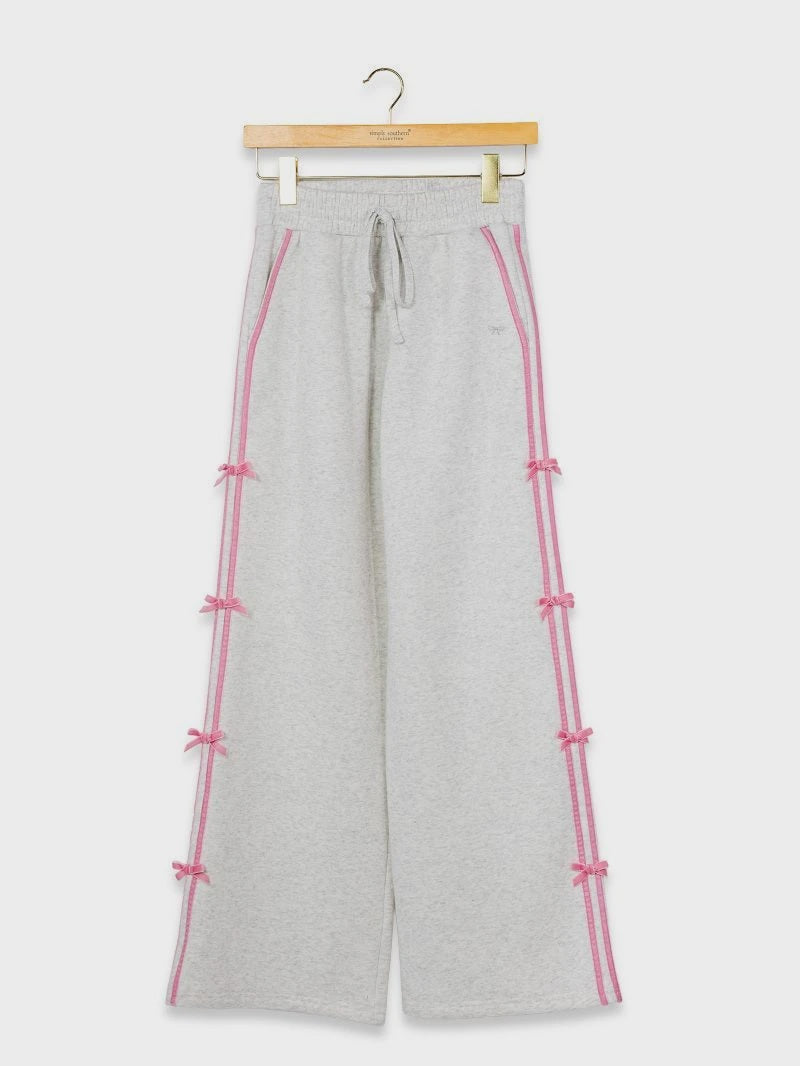 SS Gray Sweatpant with Pink Velvet Stripe