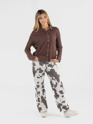 SS Cow Print Printed Denim Jeans