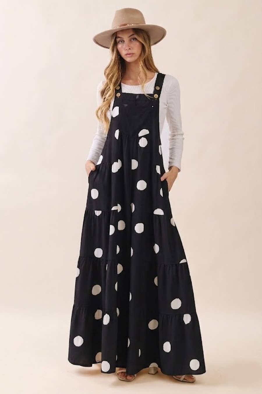 Oddi Polka Dot Tiered Jumpsuit