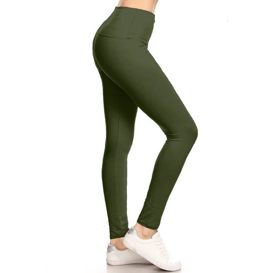 5" Yoga Band Buttery Soft High Waist Leggings: Olive / ONE SIZE