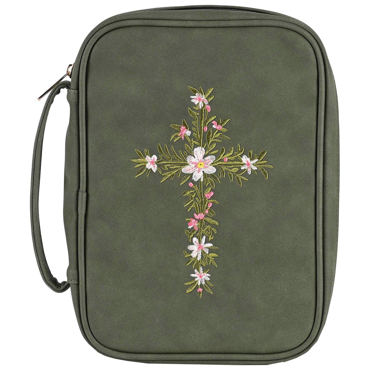 White Dove Bible Case Embroidered Cross Green XLarge Dicksons