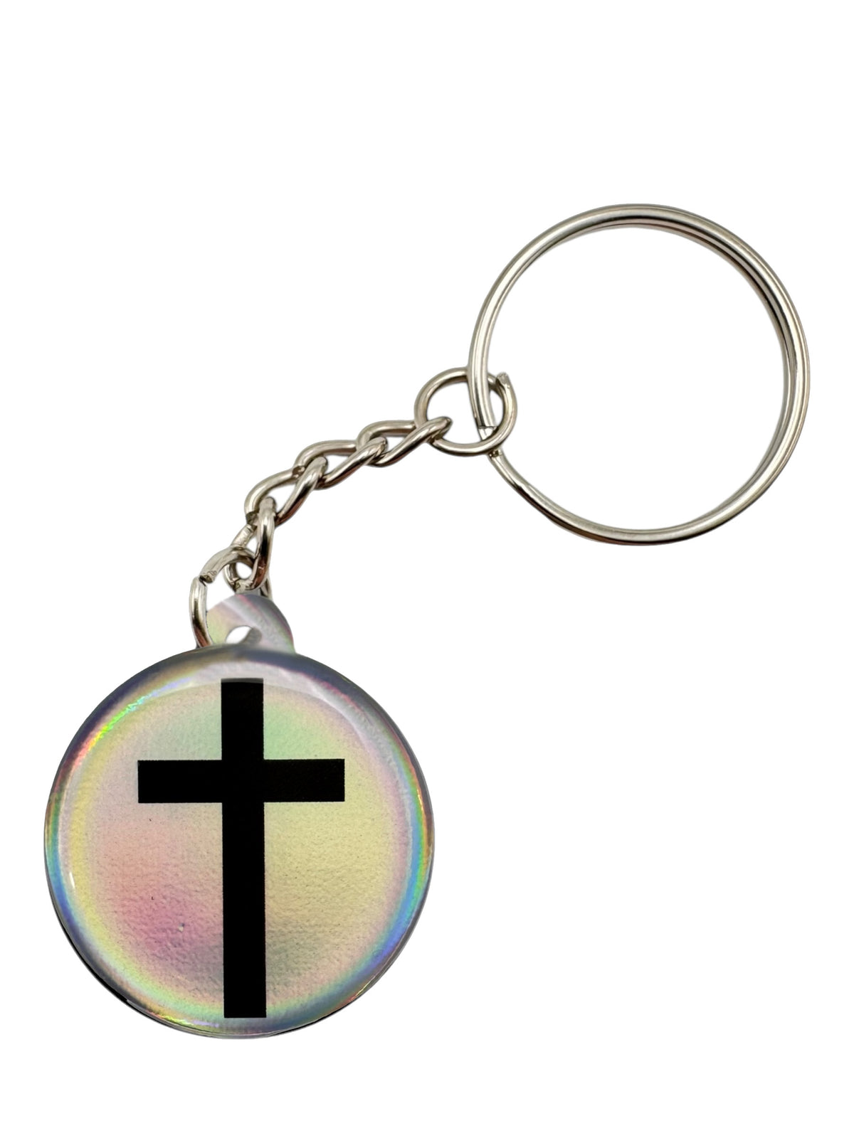 Crystal + Cross Prayer Tag Keychain