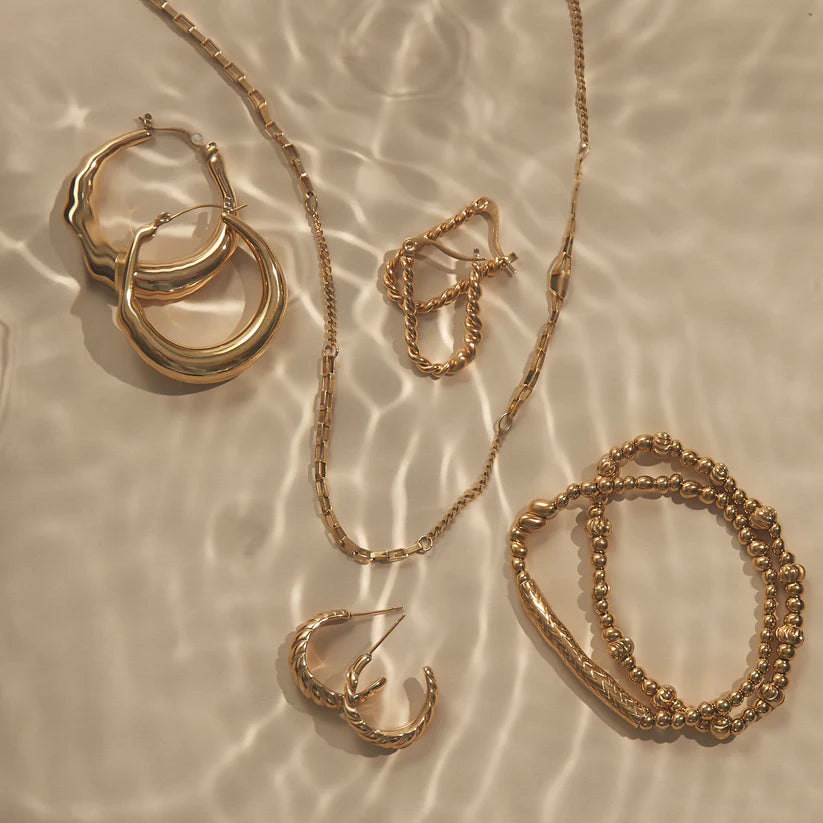 Narelle Waterproof Twisted Hoop Earrings