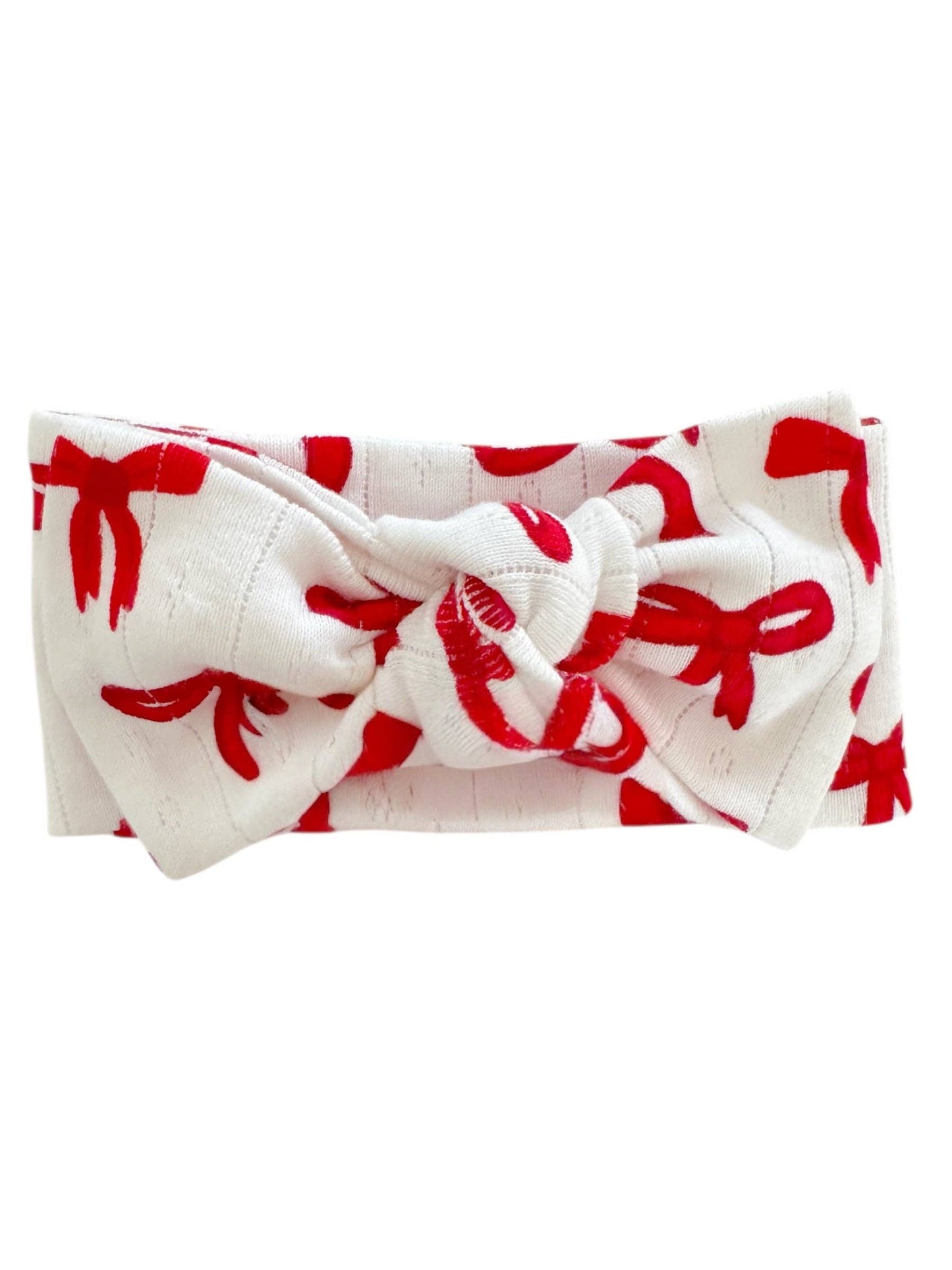 Red Bows / Organic Pointelle Bow: 0 - 6 mo.