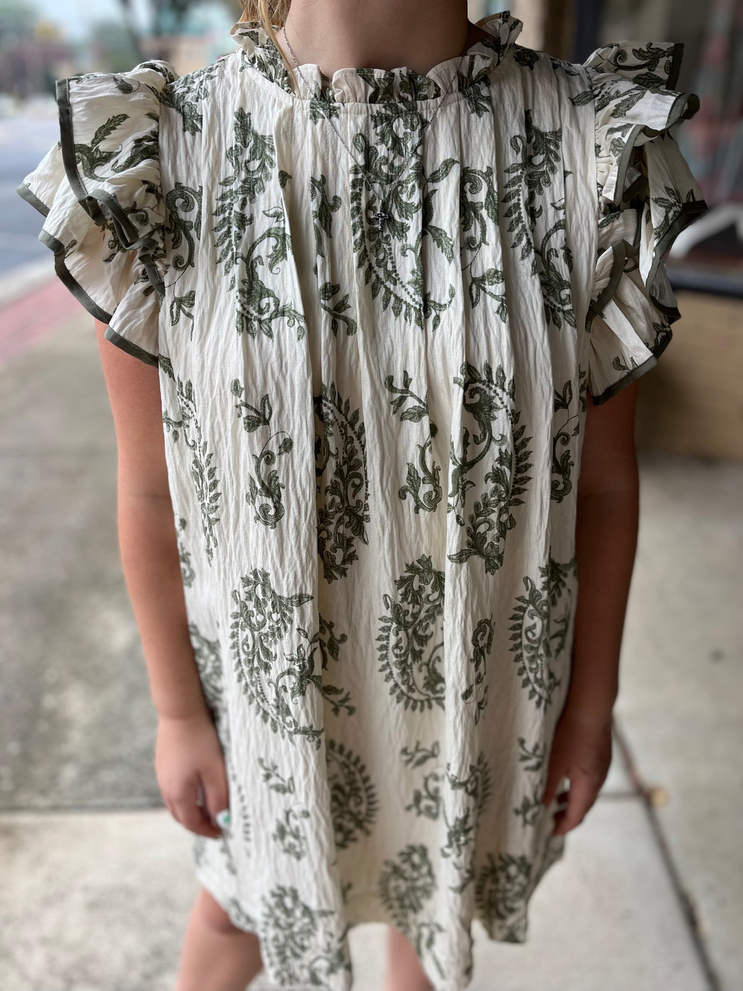 Umgee Manor Ruffle Sleeve Mini Dress