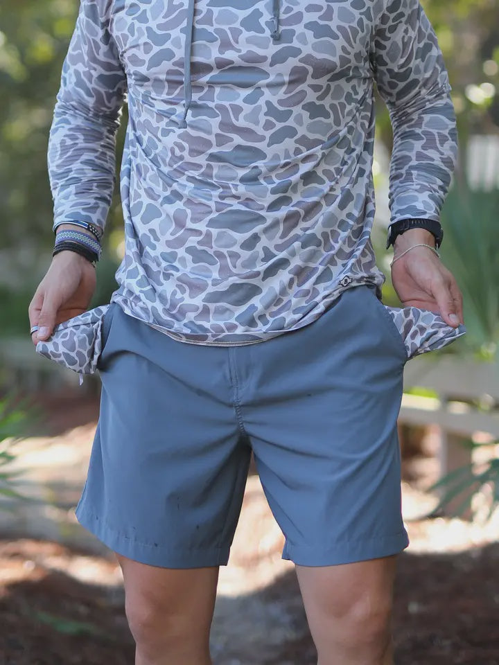 BURLEBO Everyday Shorts - River Rock Grey - Deer Camo Pockets 5.5" BURLEBO