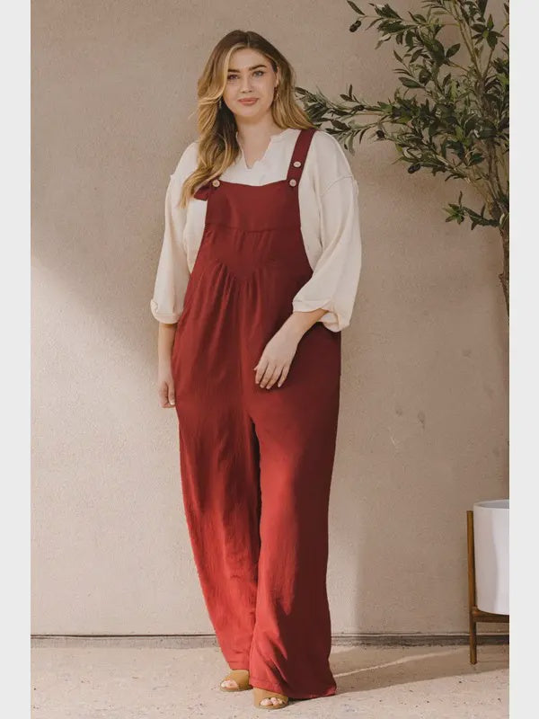 PLUS Oddi Button Sling Wide-Leg Jumpsuit