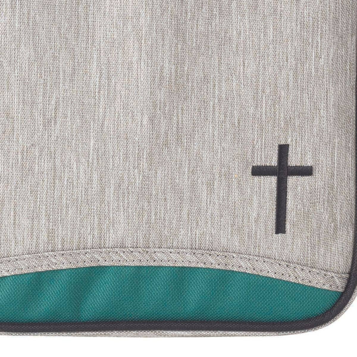 Bible Cov Gray Heather Teal Thinline