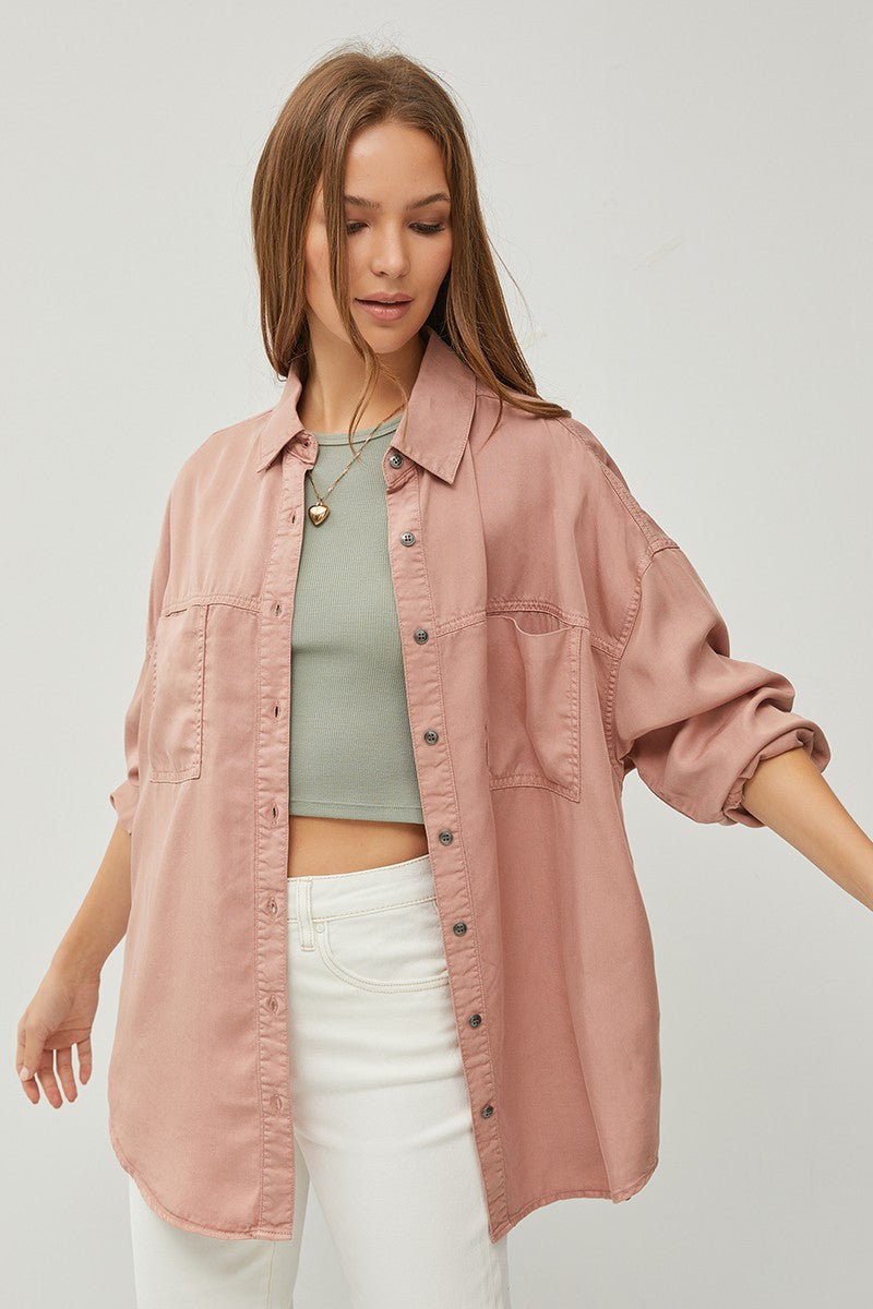 Risen Mauve Oversized Tencel Shirt