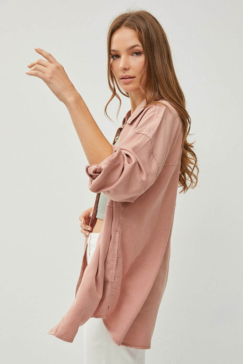 Risen Mauve Oversized Tencel Shirt