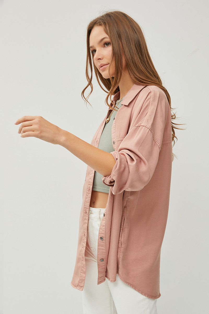 Risen Mauve Oversized Tencel Shirt