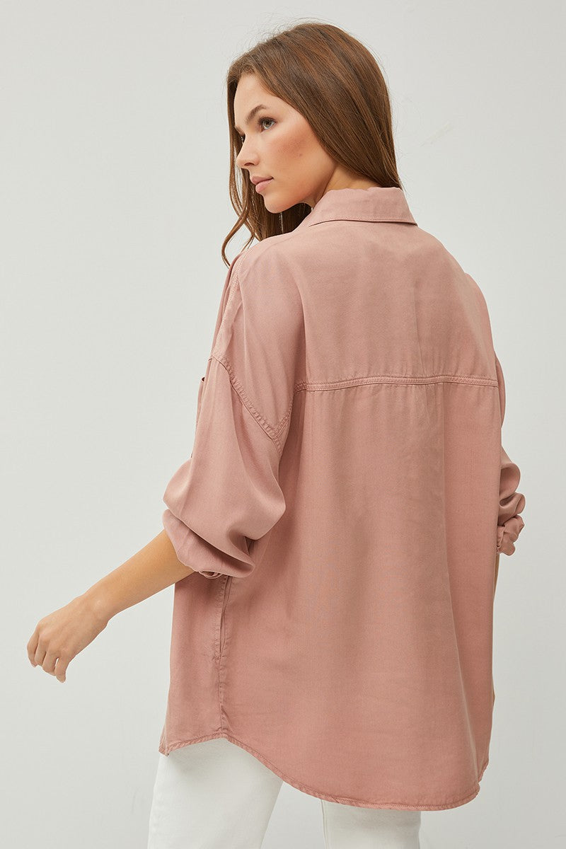 Risen Mauve Oversized Tencel Shirt
