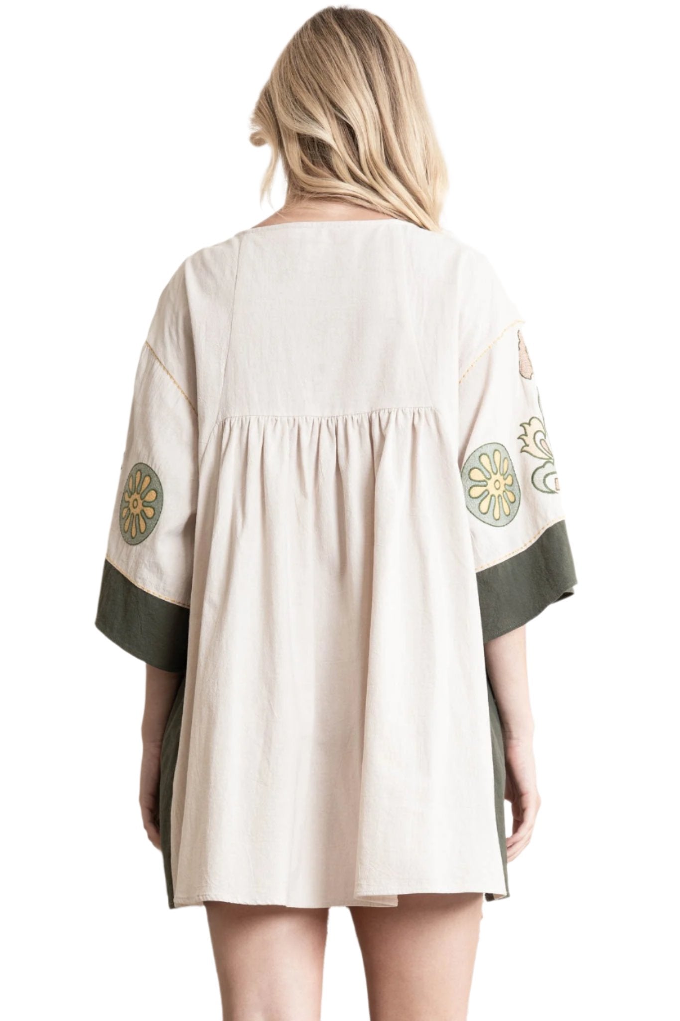 Olivia Floral Embroidered V-Neck Mini Dress