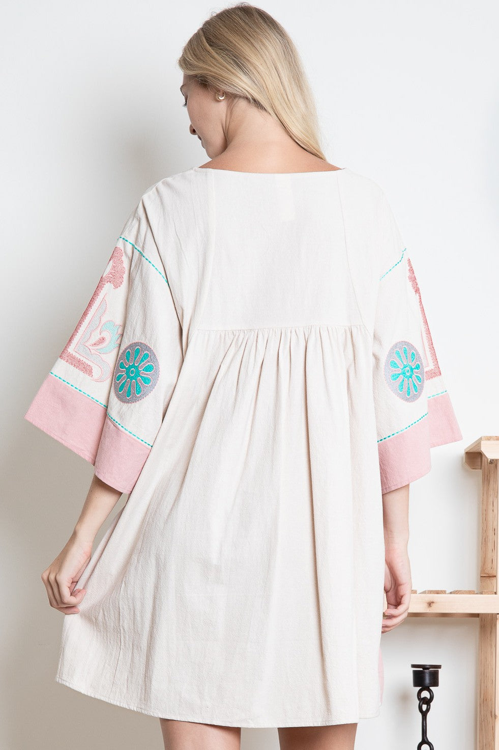 Olivia Floral Embroidered V-Neck Mini Dress