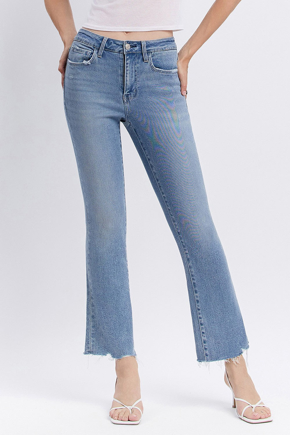 Vervet HR Raw Hem Kick Flare Denim Jean VERVET