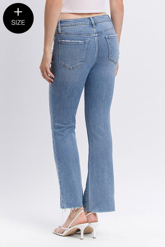 PLUS Vervet HR Raw Hem Kick Flare Denim Jean VERVET