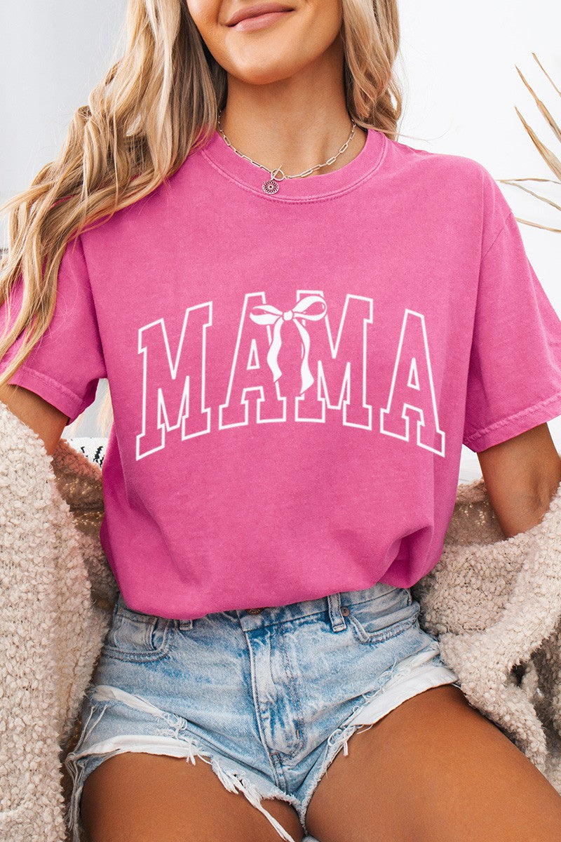 Mama Coquette Bow Comfort Colors Tee Golden Rose