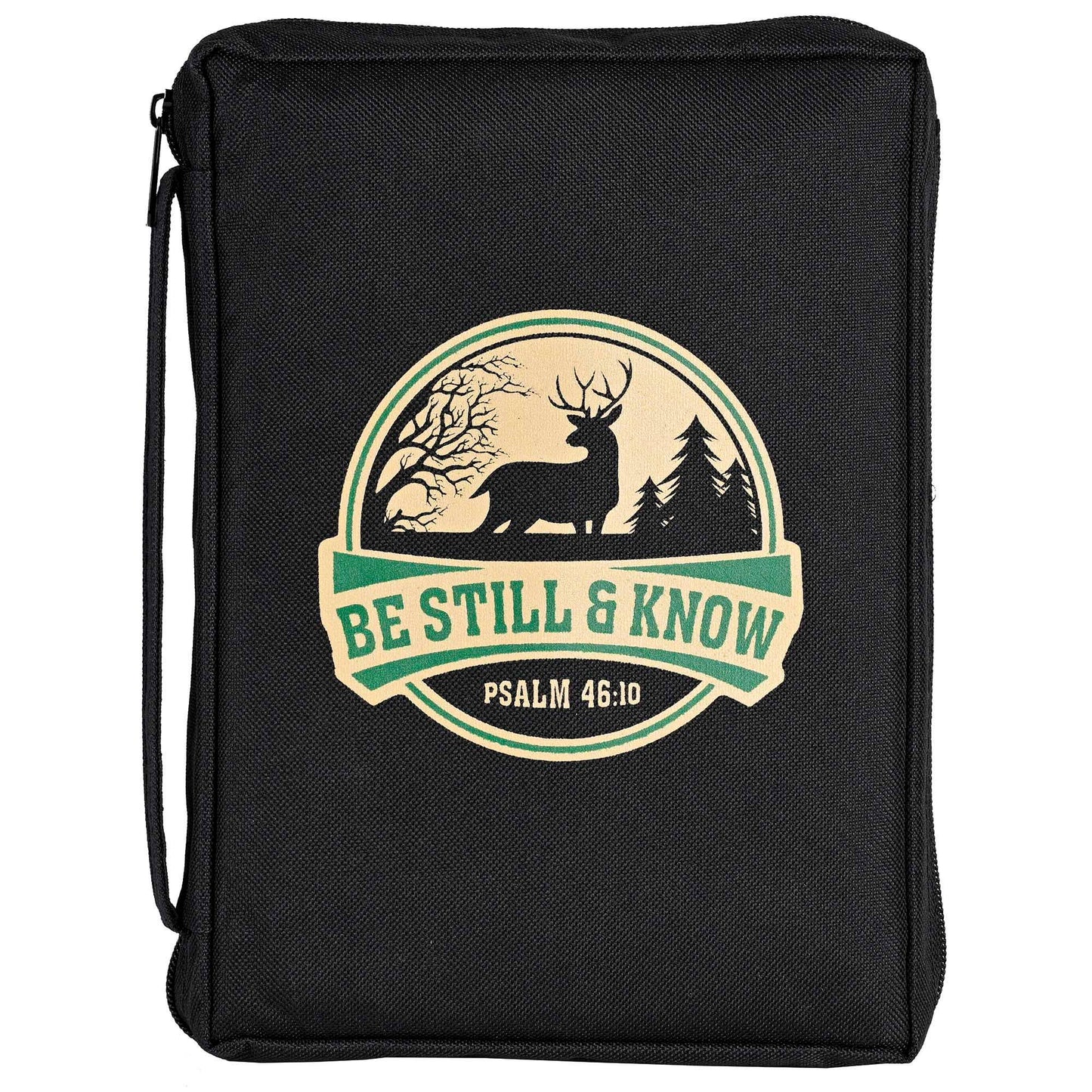 Bible Case Deer Be Still & Know Black Lg