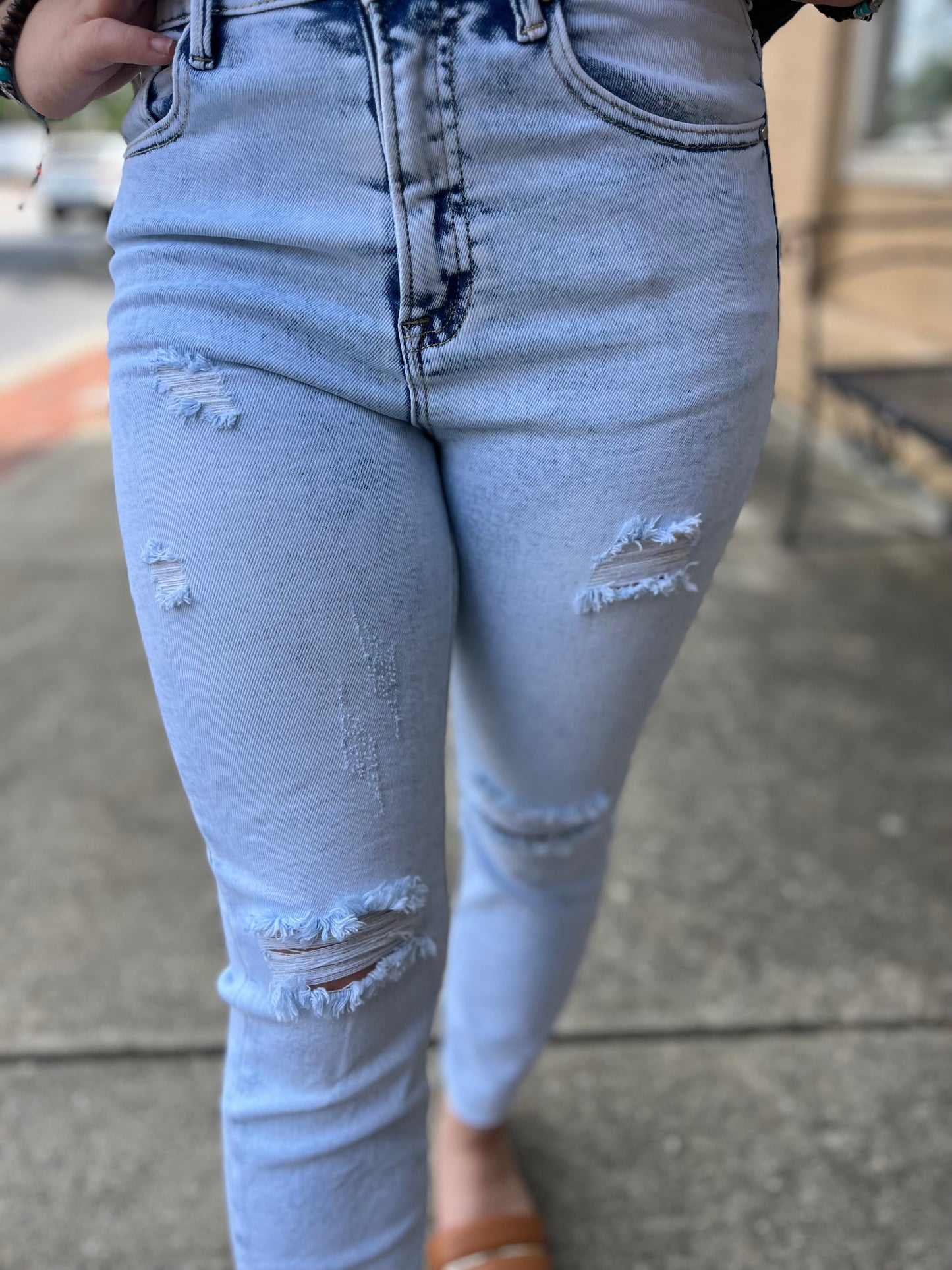 Risen HR Distressed Acid Wash Slim Straight Jean Risen