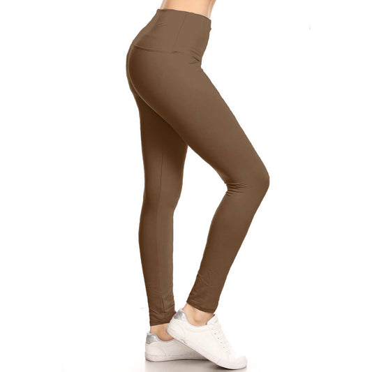 5" Yoga Band Buttery Soft High Waist Leggings: Mocha / ONE SIZE