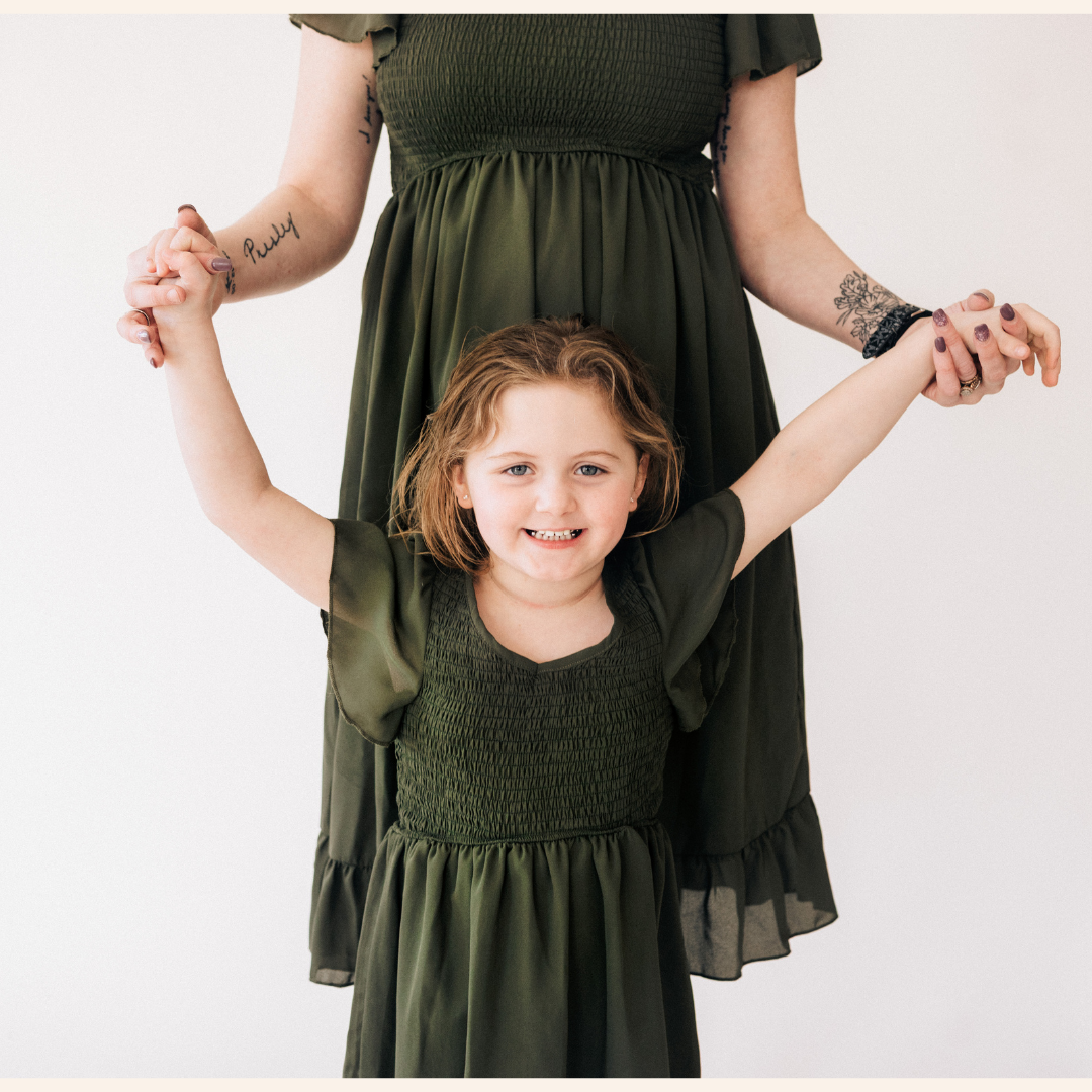 Dark Green Chiffon Dress - Child: 12-18M