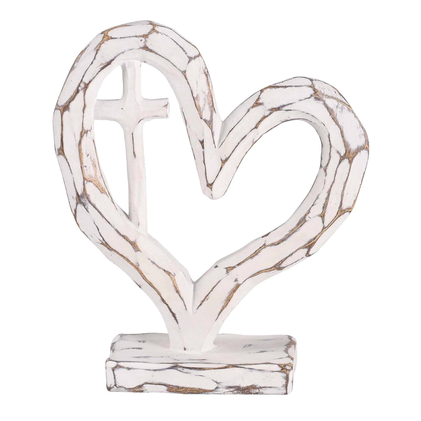 Tabletop Heart With Cross White 7.5H Dicksons