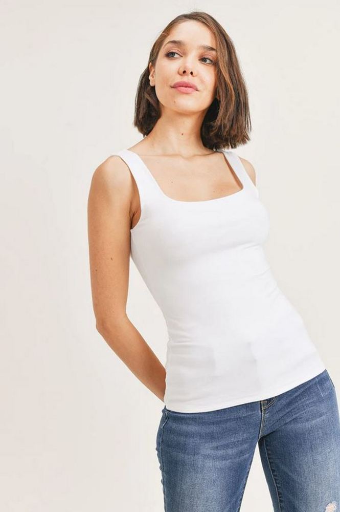 Square Neck Double Layered Women's Tank Top Wasabi + Mint