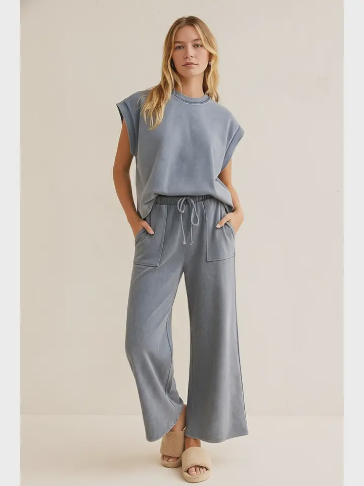 Denim Blue Mineral Wash Scuba Lounge (Set Sold Seperately)