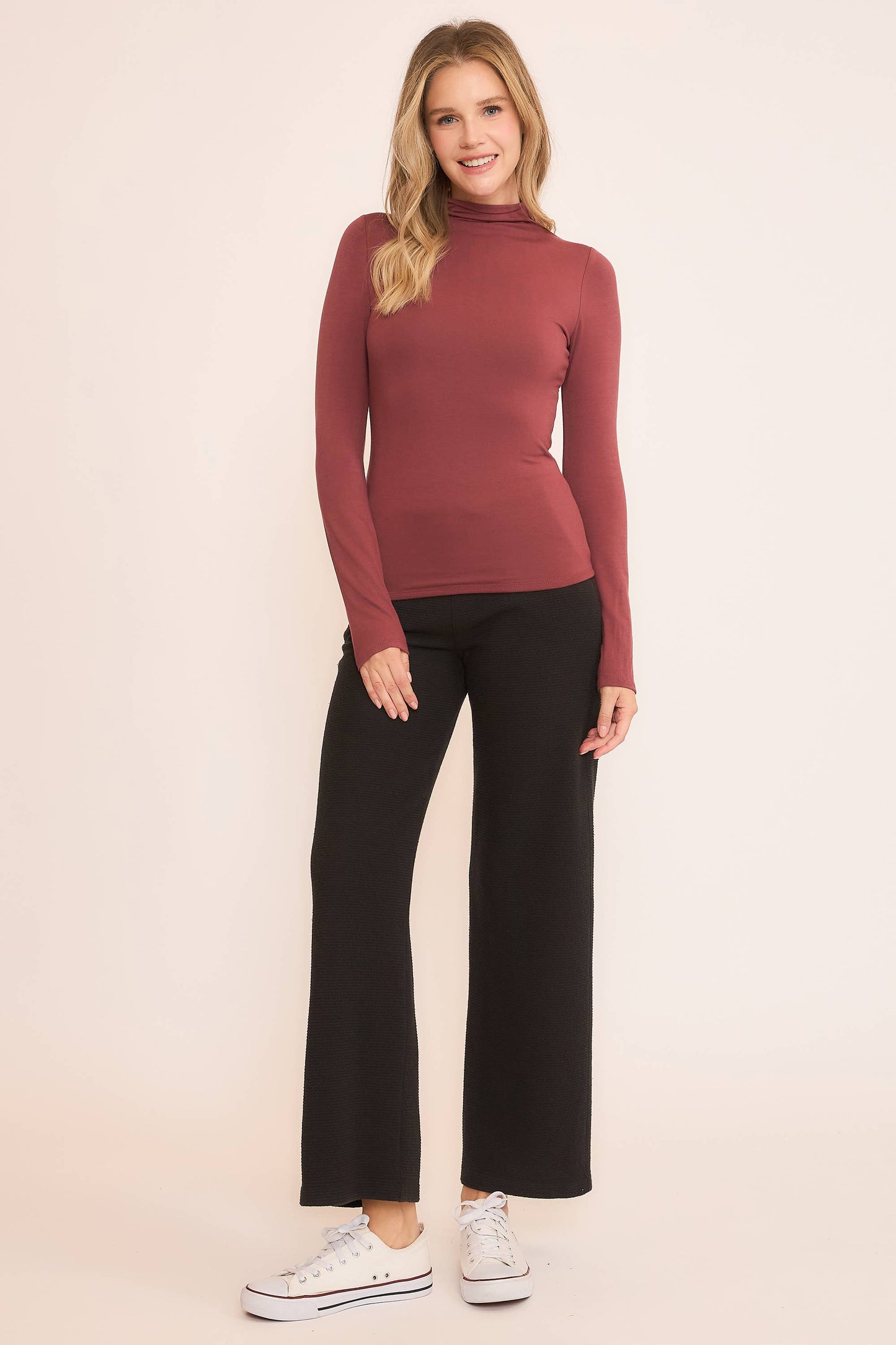 EVERYDAY FITTED MOCK NECK LONG SLEEVE TOP Wasabi + Mint