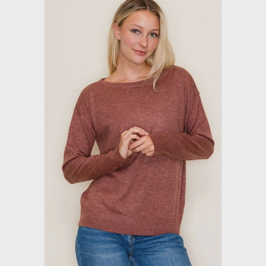 Staccato Boat Neck Lightweight Pullover Sweater – Rust or Dusty Jade
