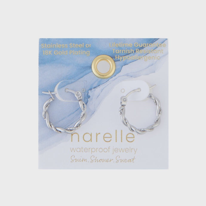 Narelle Waterproof Twisted Hoop Pin Catch Earrings