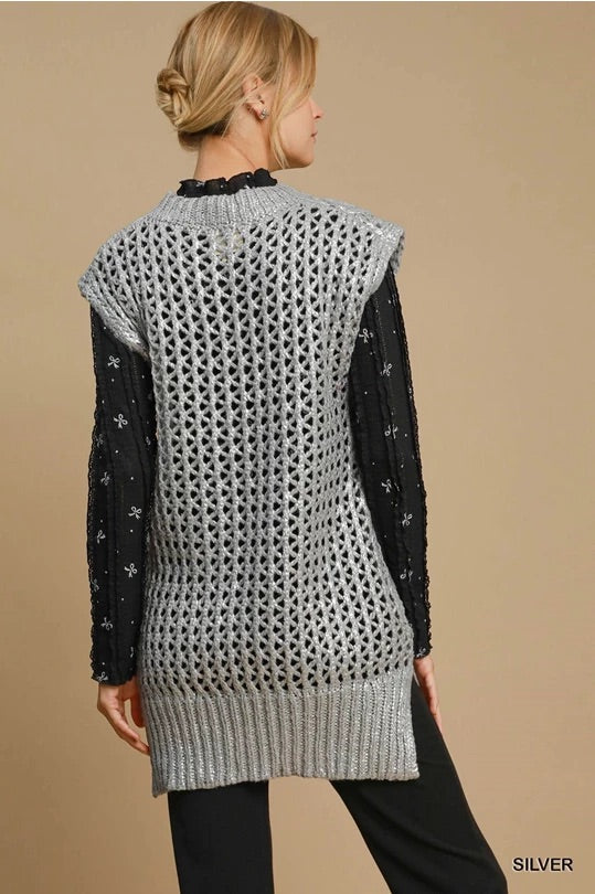 Umgee Metallic Foil Sweater Tunic Umgee
