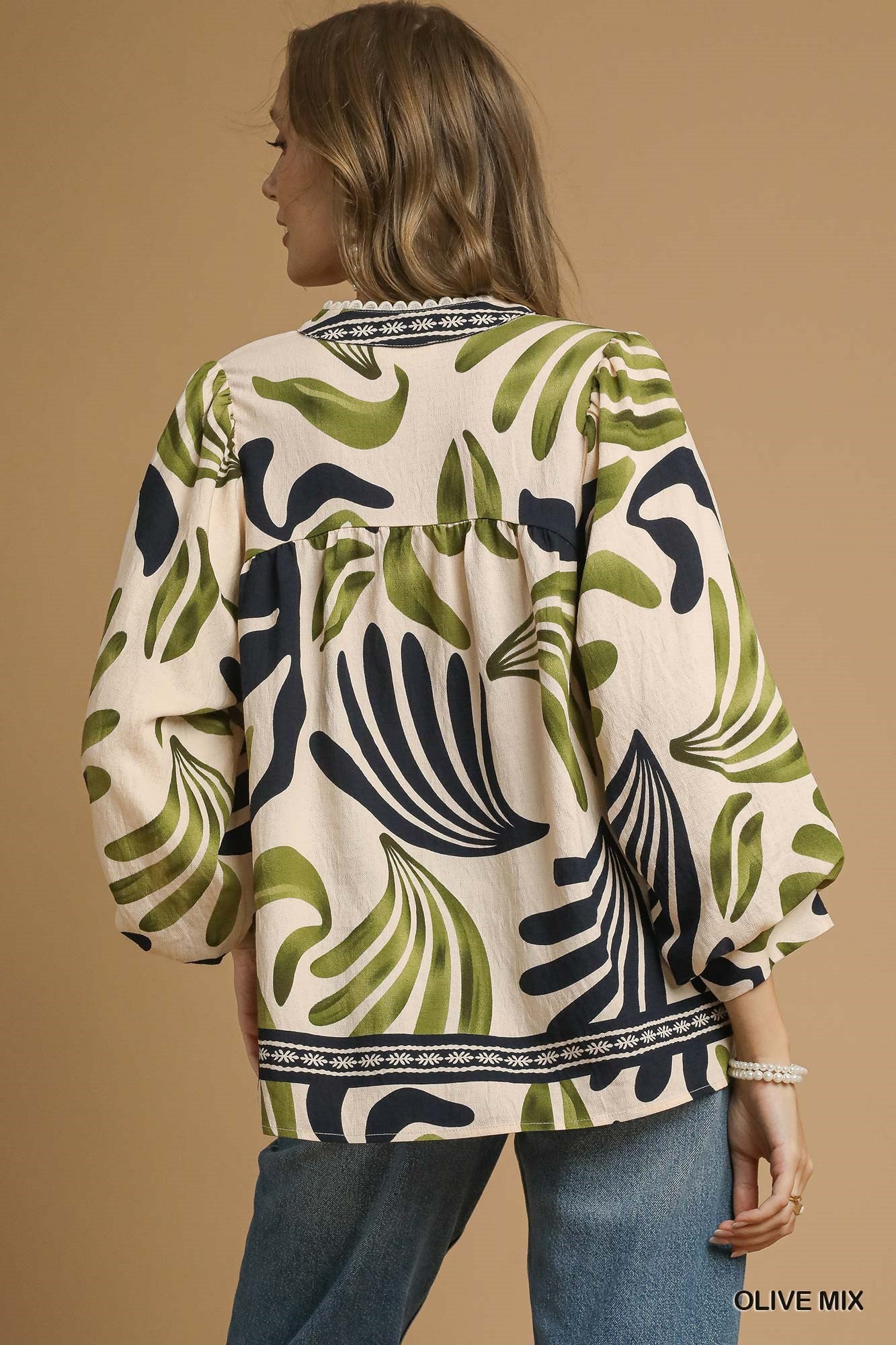 Umgee Boho Leaf Print Blouse – Relaxed & Flowing Tops