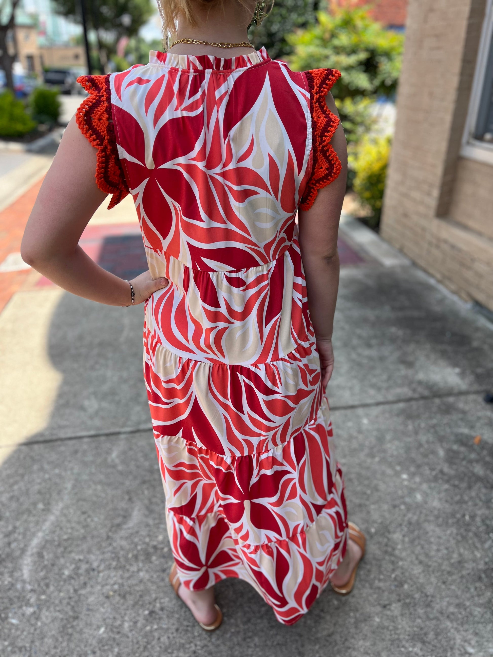 Umgee Women's Tropical Tiered Midi Dress Umgee