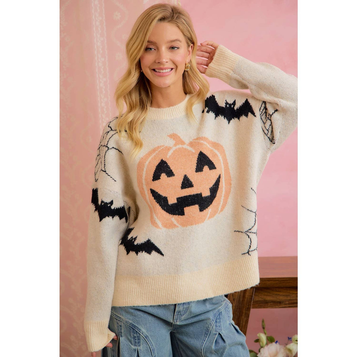 BiBi Halloween Pumpkin Cozy Knit Sweater