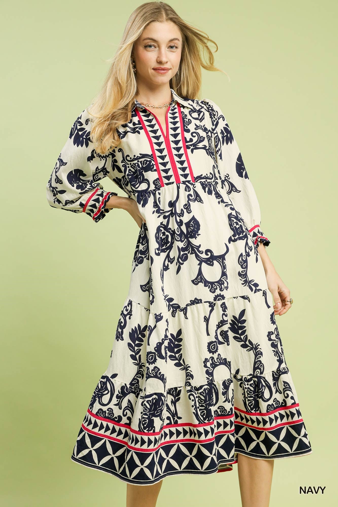 umgee boho dress Navy Print Tiered Midi – Basque Waist Wedding Dress Color:Black/White Polka Details Brand pastel26