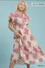 PLUS Umgee Pink Floral Flutter Sleeve Midi Dress
