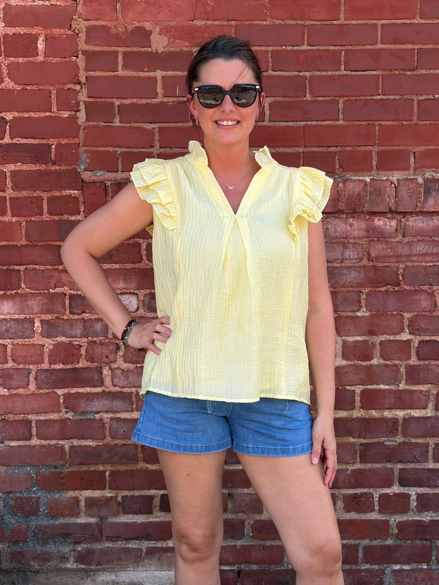 HR Denim Shorts with Tie Waistband