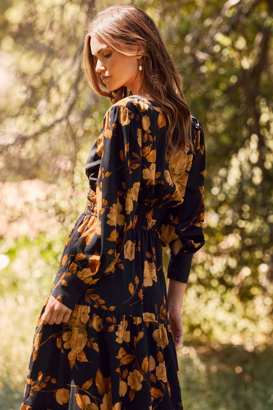 Oddi Black Floral Mix Tiered Maxi Dress