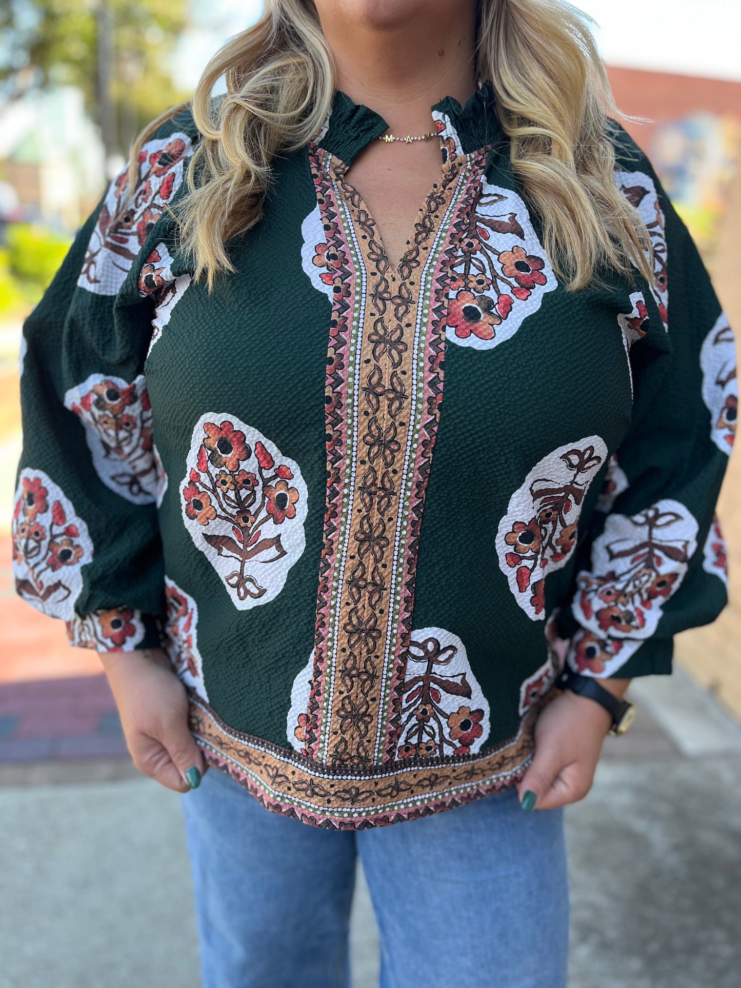 PLUS Umgee Forest Haven Boho Floral Tunic