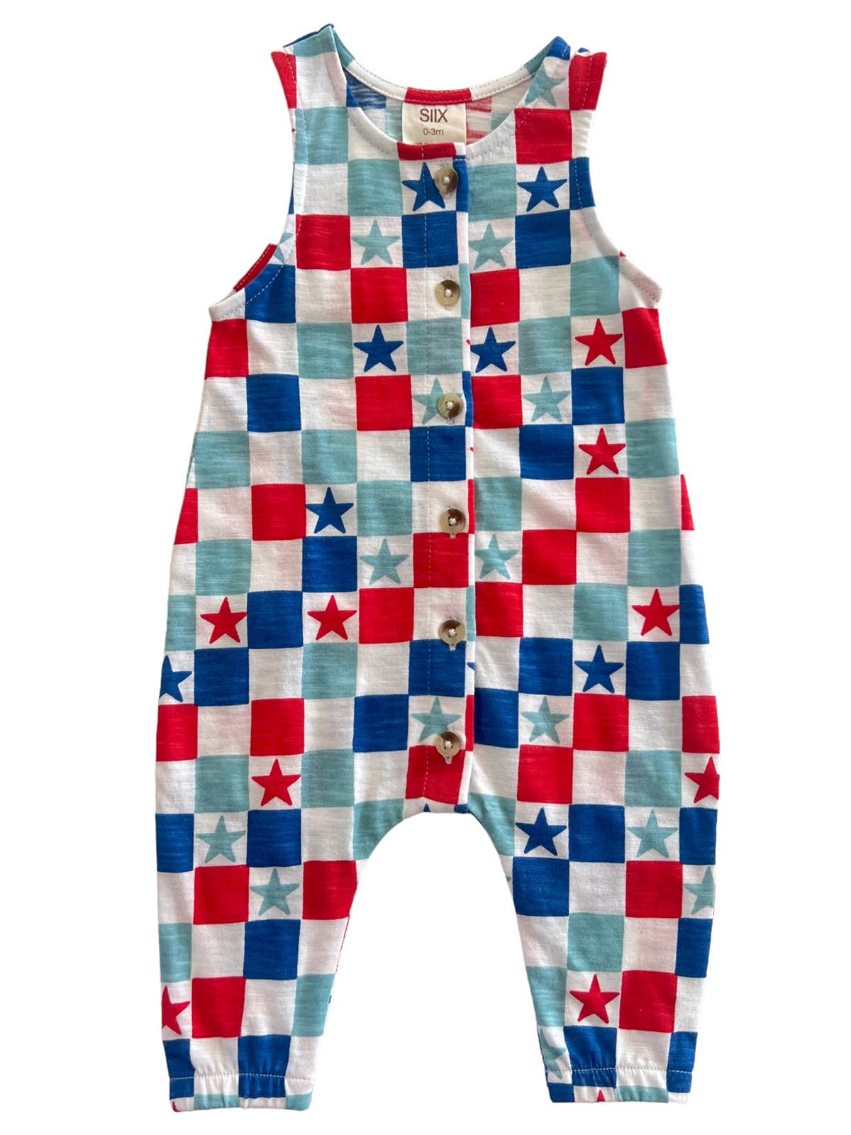 Red, White & Blue Checkerboard / Organic Bay Jumpsuit (Baby): 2Y SIIX Collection