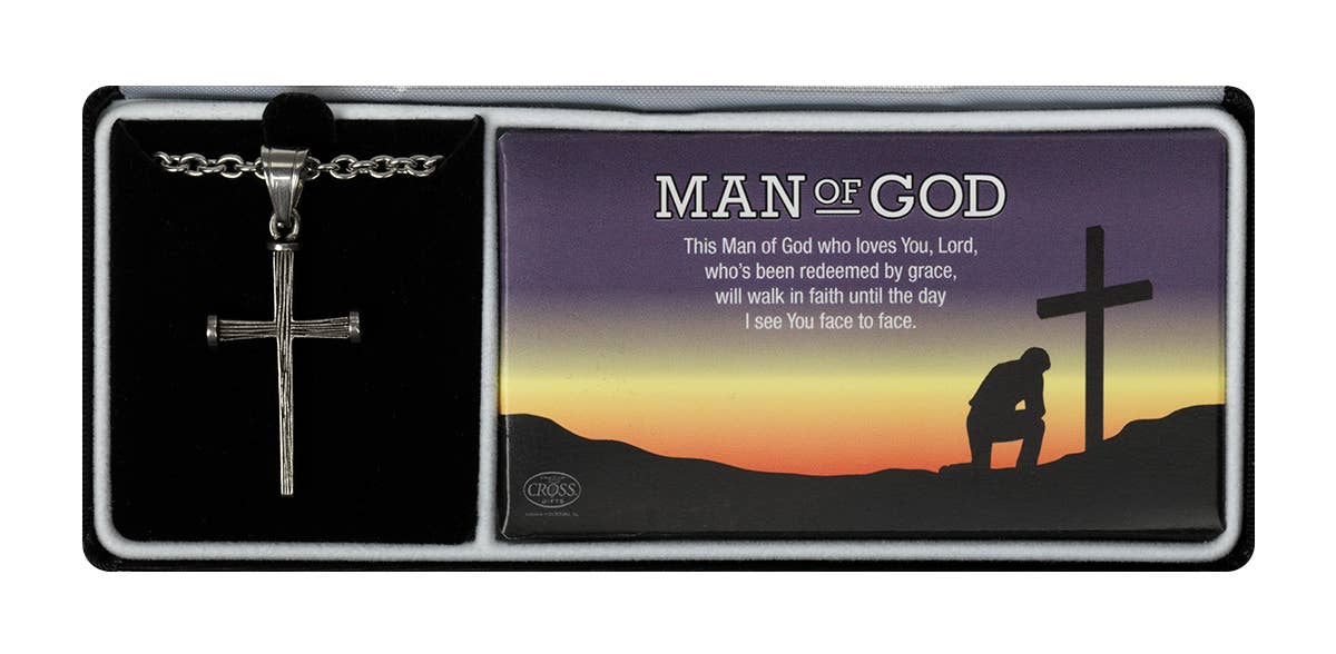 Man of God Necklace Cross Stainless Steel