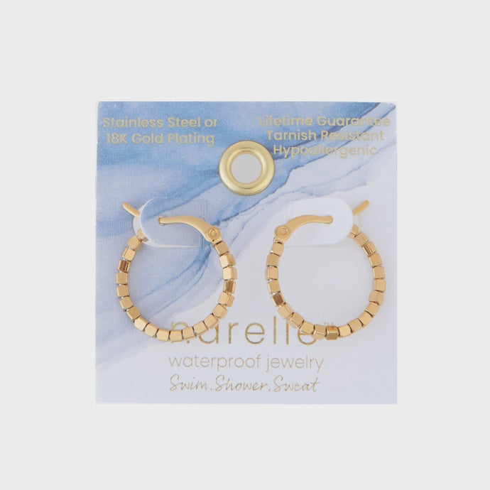 Narelle Waterproof Earrings Square Beaded Hoop